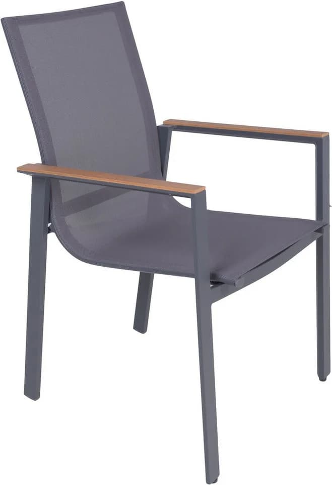 Garden Pleasure Stapelstuhl SILEA 2er Set Braun Anthrazit Aluminium - Bild 2