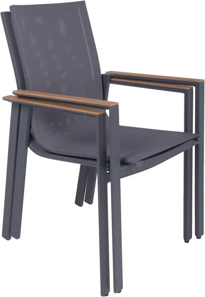 Garden Pleasure Stapelstuhl SILEA 2er Set Braun Anthrazit Aluminium - Bild 4