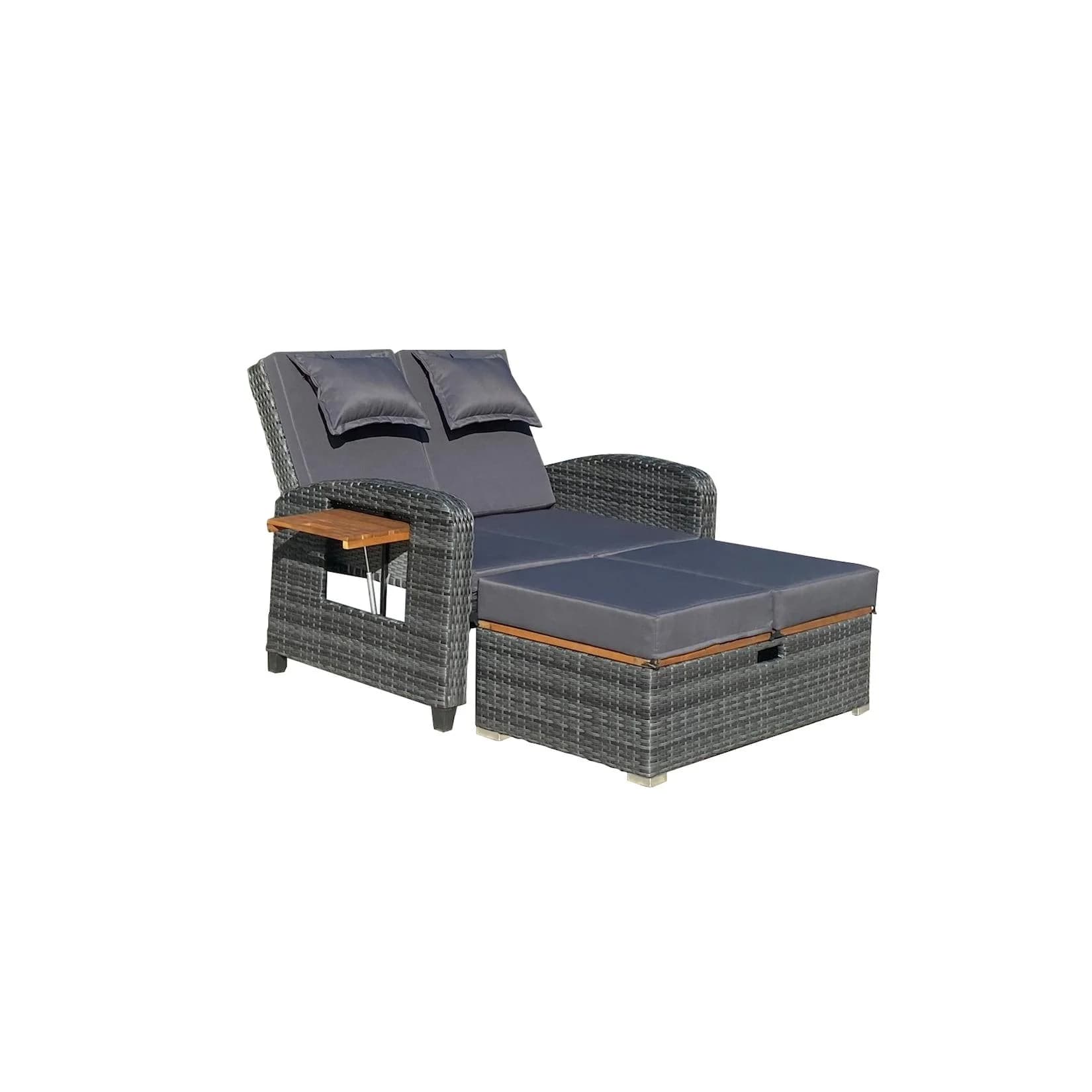 Garden Pleasure Multifunktionssofa BARI mit Tisch und verstellbarer Lehne