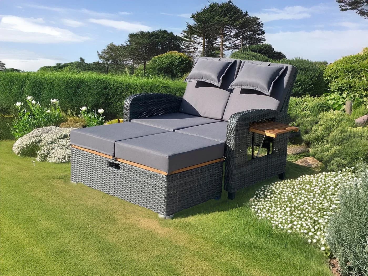 Garden Pleasure Multifunktionssofa BARI mit Tisch und verstellbarer Lehne - Bild 2