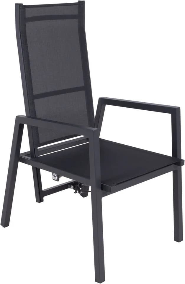 Garden Pleasure Armlehnstuhl SINTRA Schwarz/Grau mit verstellbarer Rückenlehne