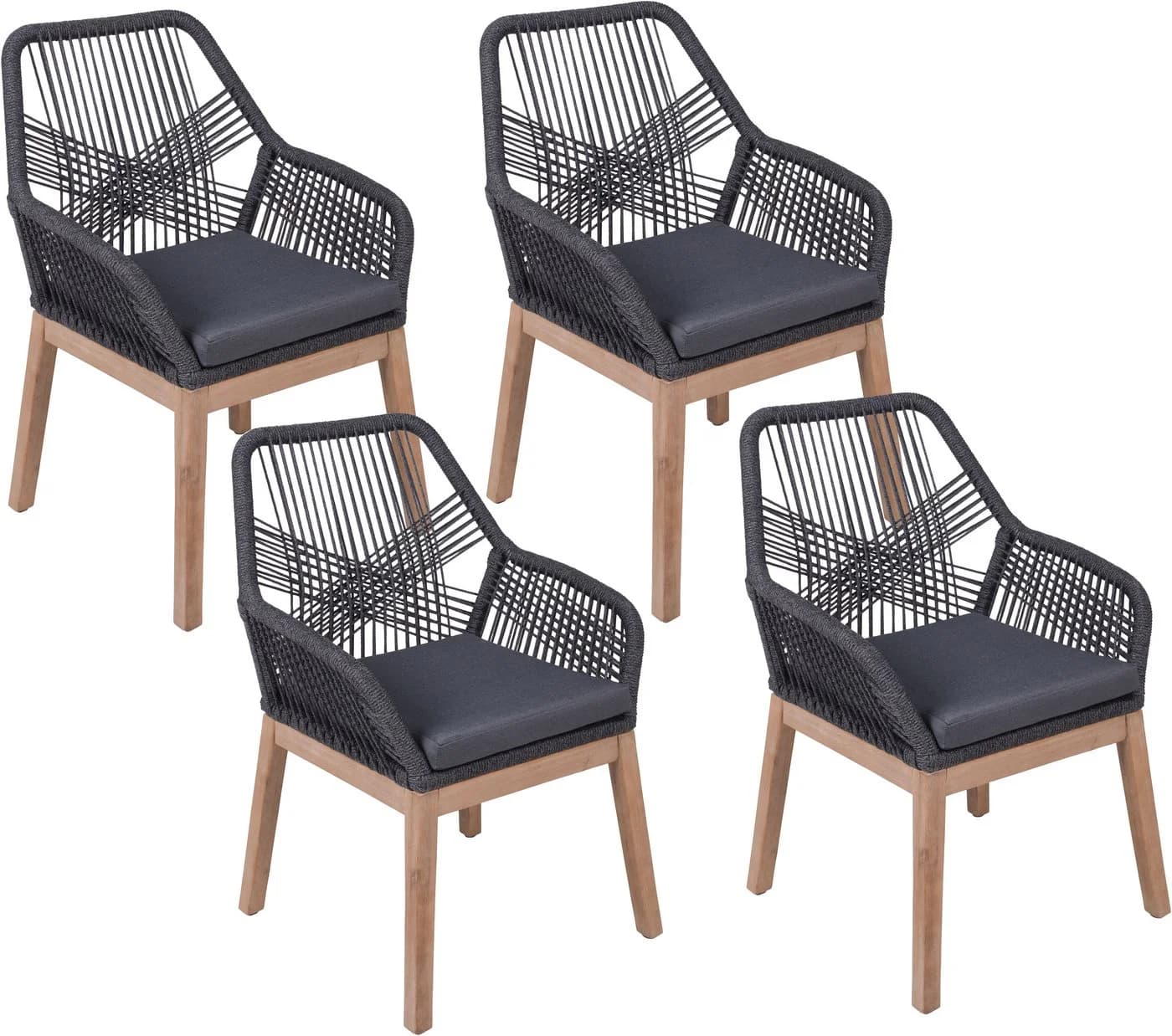 Garden Pleasure Armlehnstuhl POMONA Grau 4er Set Akazie - Bild 2