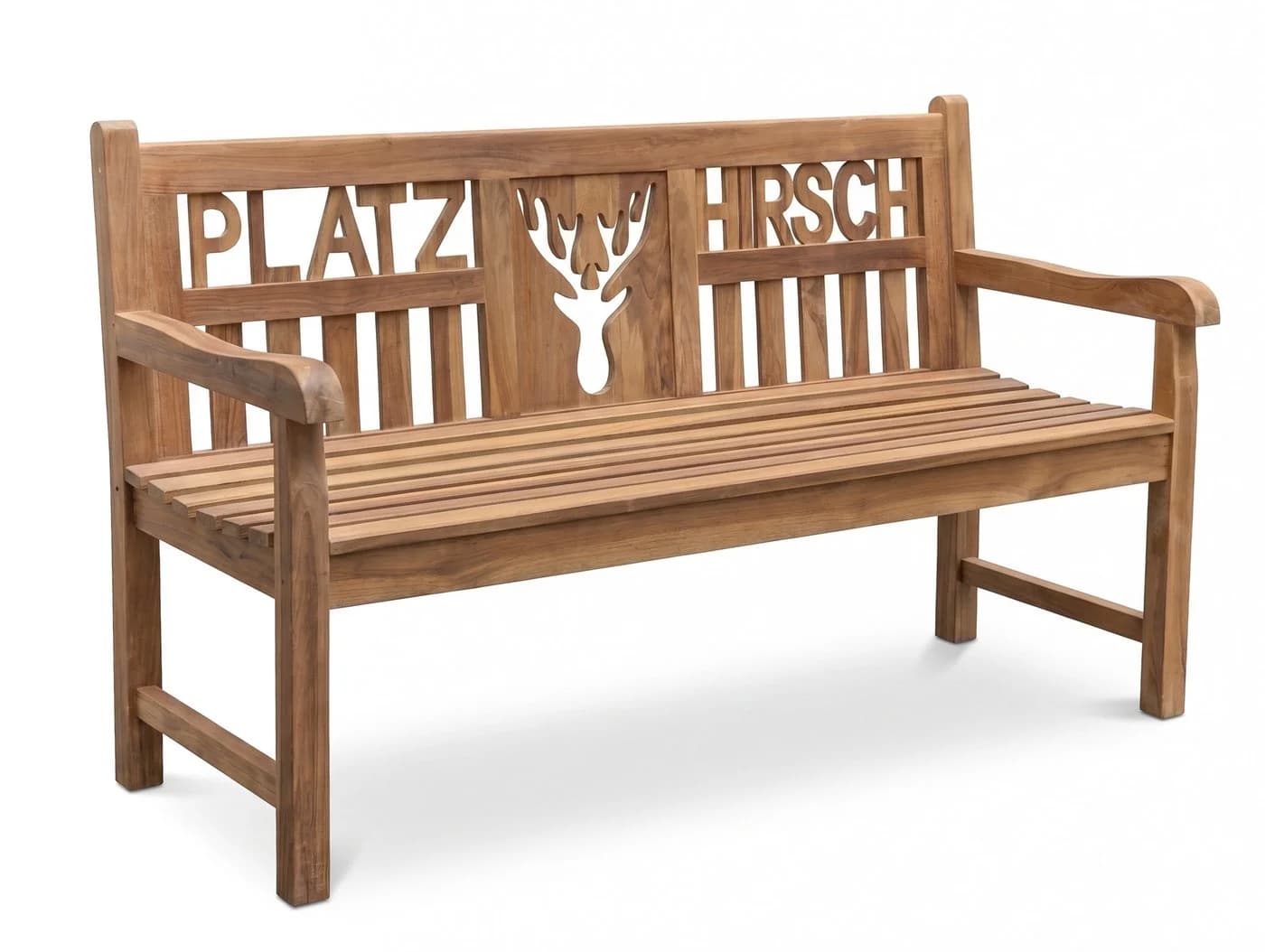 Garden Pleasure Gartenbank Teak 3-Sitzer mit Armlehne Hirsch-Motiv - Bild 2