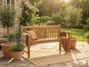 Garden Pleasure Gartenbank Teak 3-Sitzer mit Armlehne Hirsch-Motiv Bild 5
