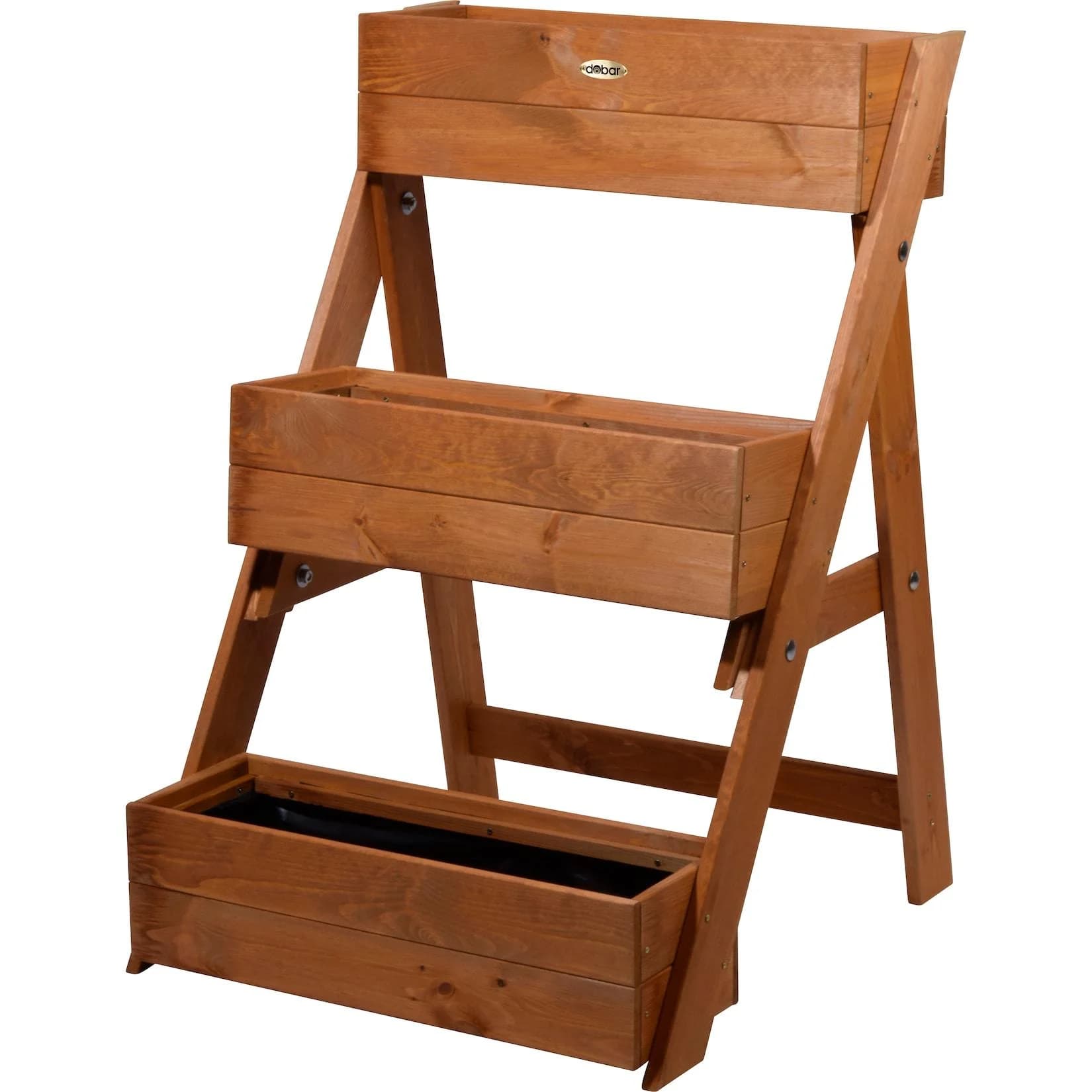 Dobar Dreistufige Pflanztreppe aus Holz Braun