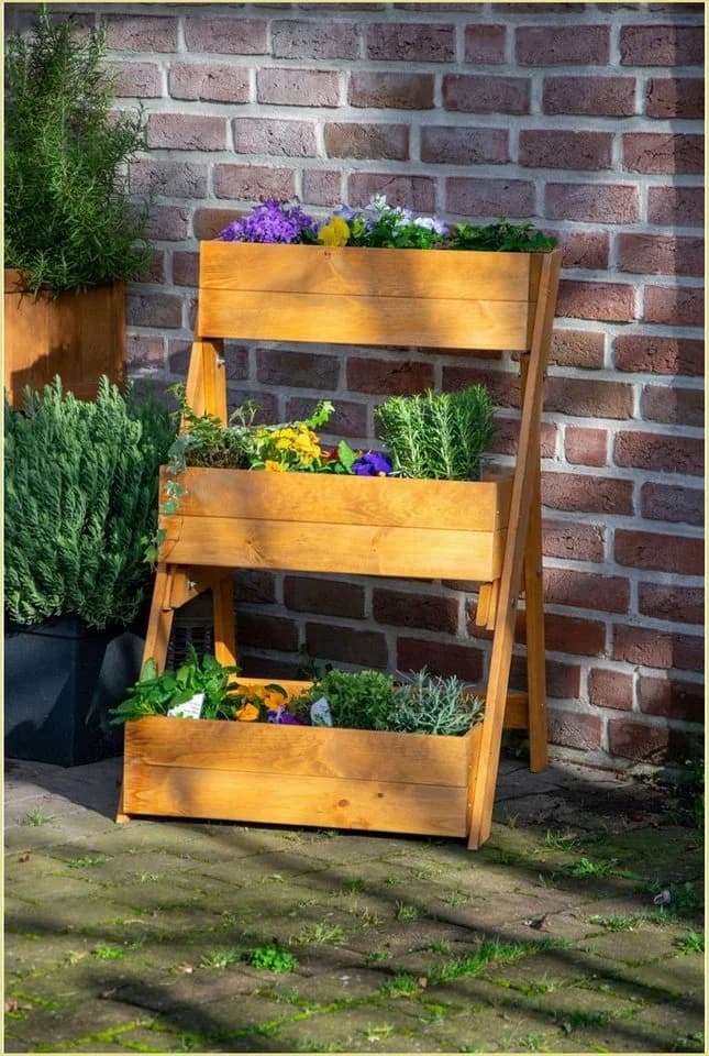 Dobar Dreistufige Pflanztreppe aus Holz Braun - Bild 5