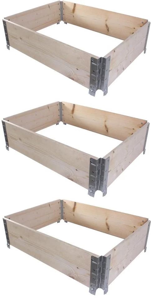 BigDean Kräuterbeet 3x Hochbeet Palettenrahmen 80x60x19,5cm Gartenbeet Aufsatzrahmen - Bild 2