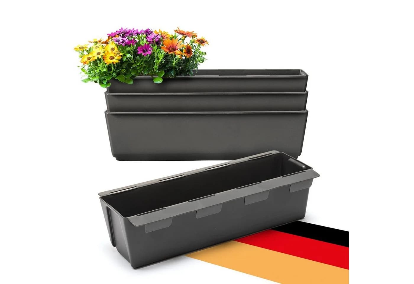 BigDean Blumenkasten Paletten-Einsatz 4-tlg. Anthrazit Kunststoff - Bild 2