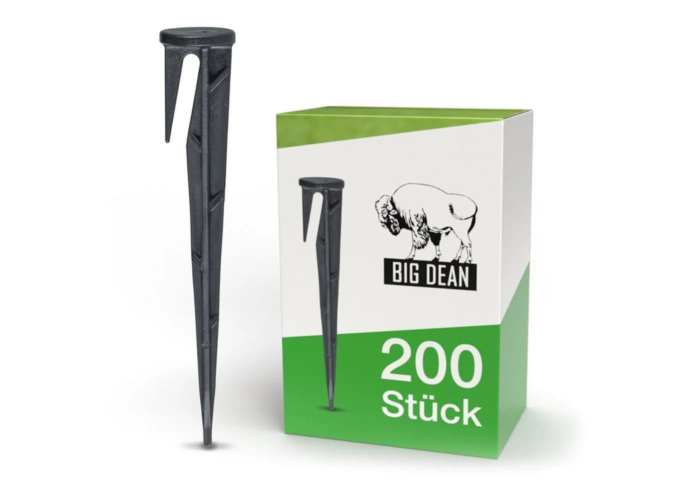 BigDean Erdnagel Set 200x Schwarz Kunststoff für Mähroboter - Bild 2