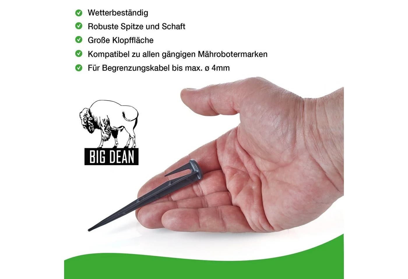 BigDean Erdnagel Set 200x Schwarz Kunststoff für Mähroboter - Bild 5
