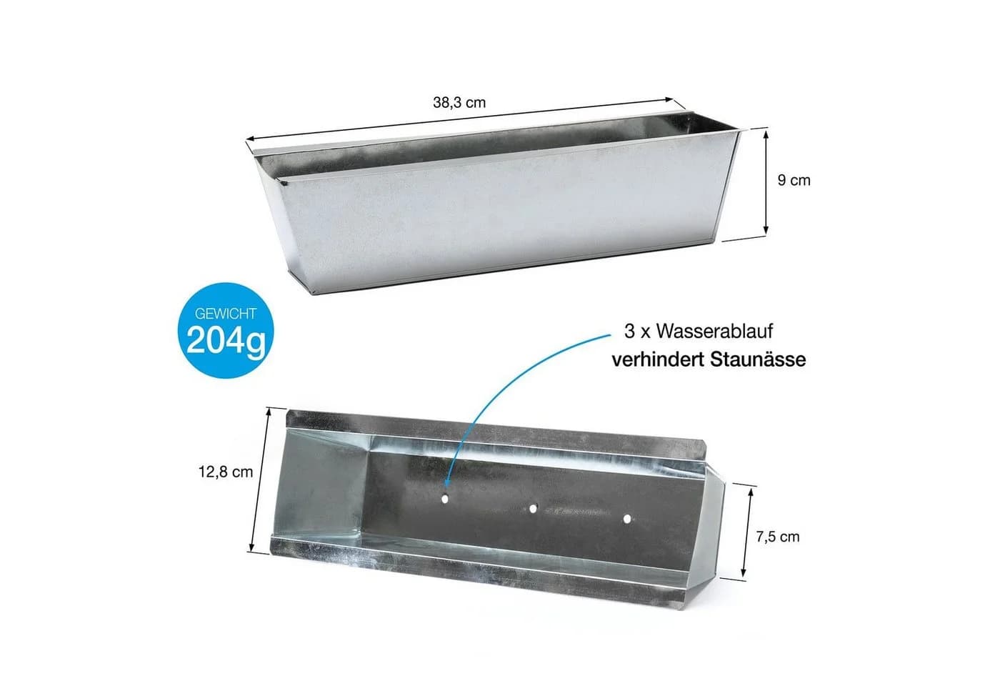BigDean Blumenkasten 12x Pflanzkasten f. Europalette Metall verzinkt 38x12,5x9cm