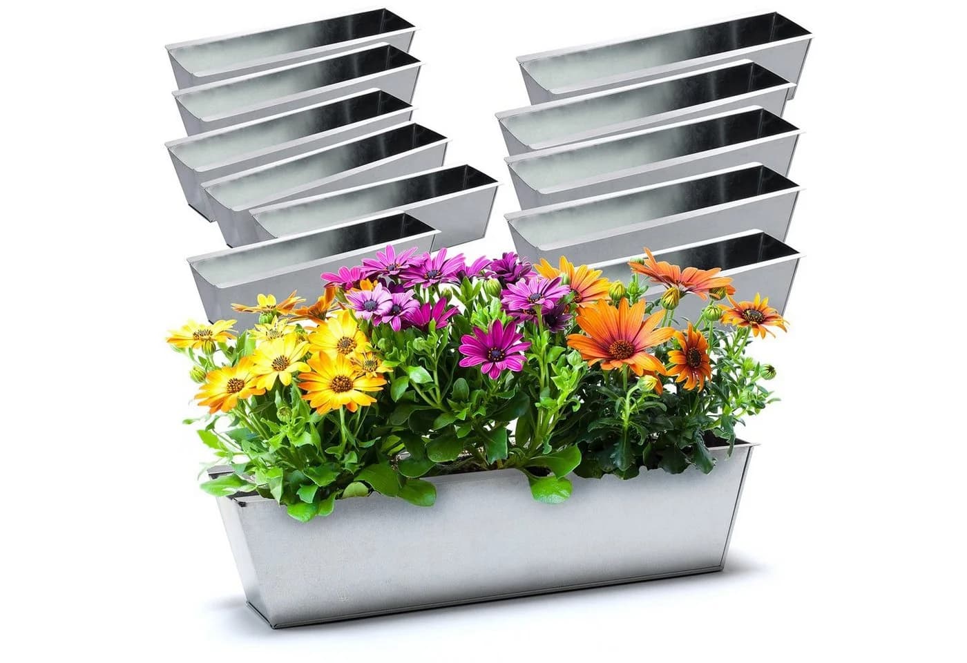BigDean Blumenkasten 12x Pflanzkasten f. Europalette Metall verzinkt 38x12,5x9cm - Bild 2