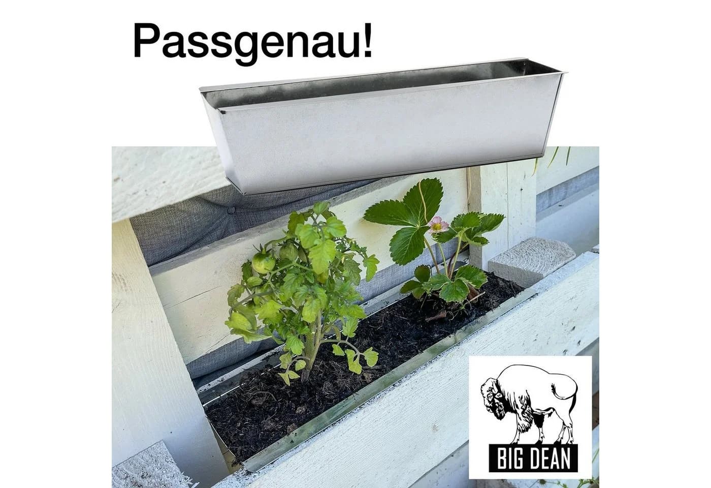 BigDean Blumenkasten 12x Pflanzkasten f. Europalette Metall verzinkt 38x12,5x9cm - Bild 4