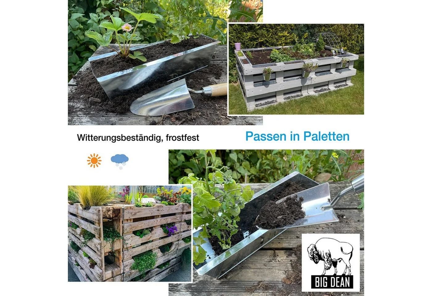 BigDean Blumenkasten 12x Pflanzkasten f. Europalette Metall verzinkt 38x12,5x9cm - Bild 5