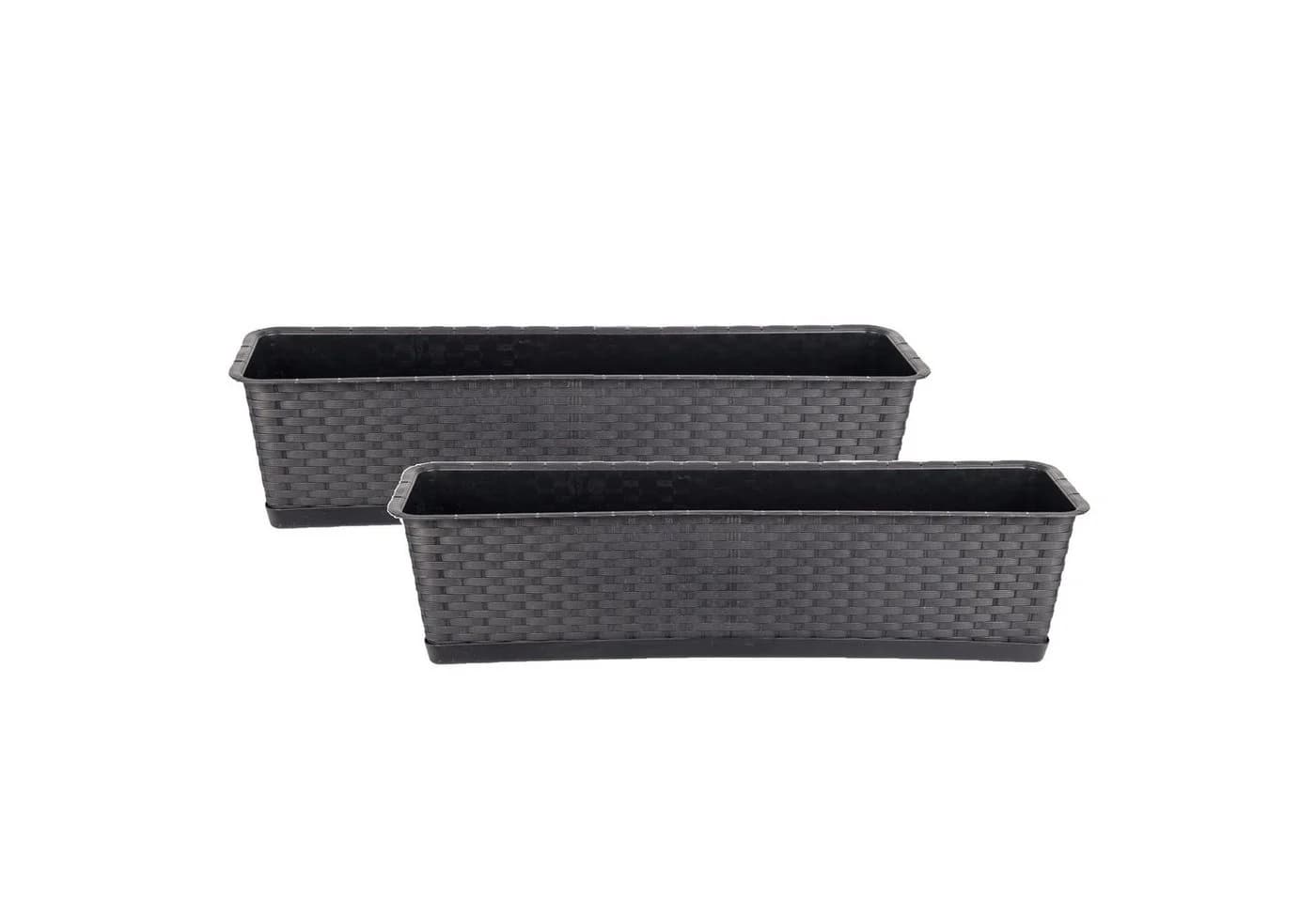 BigDean Blumenkasten 2er Set mit Untersetzer Rattan-Optik - Bild 2