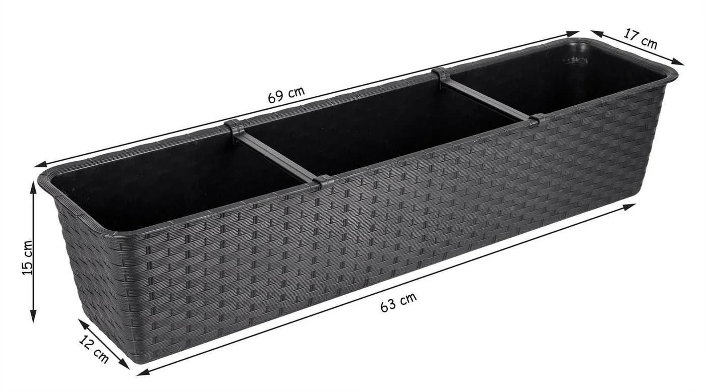 BigDean Blumenkasten 2er Set mit Untersetzer Rattan-Optik - Bild 5