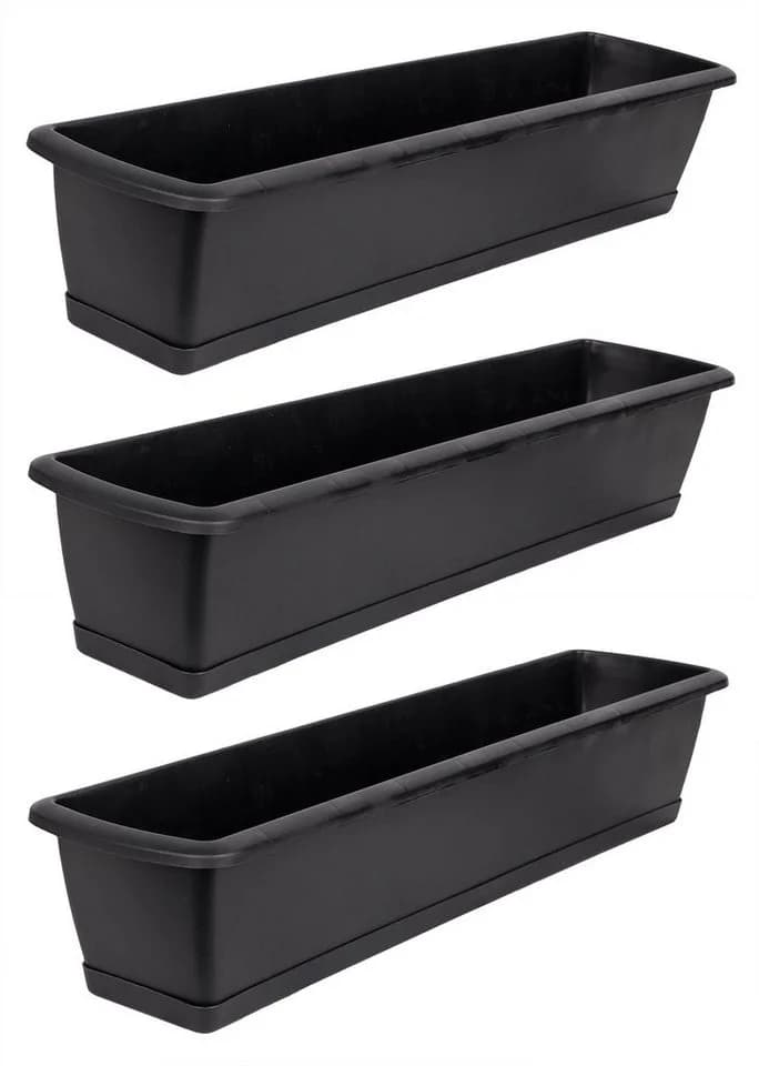 BigDean Balkonkasten Blumenkasten 3er Set mit Untersetzer UV-beständig - Bild 2