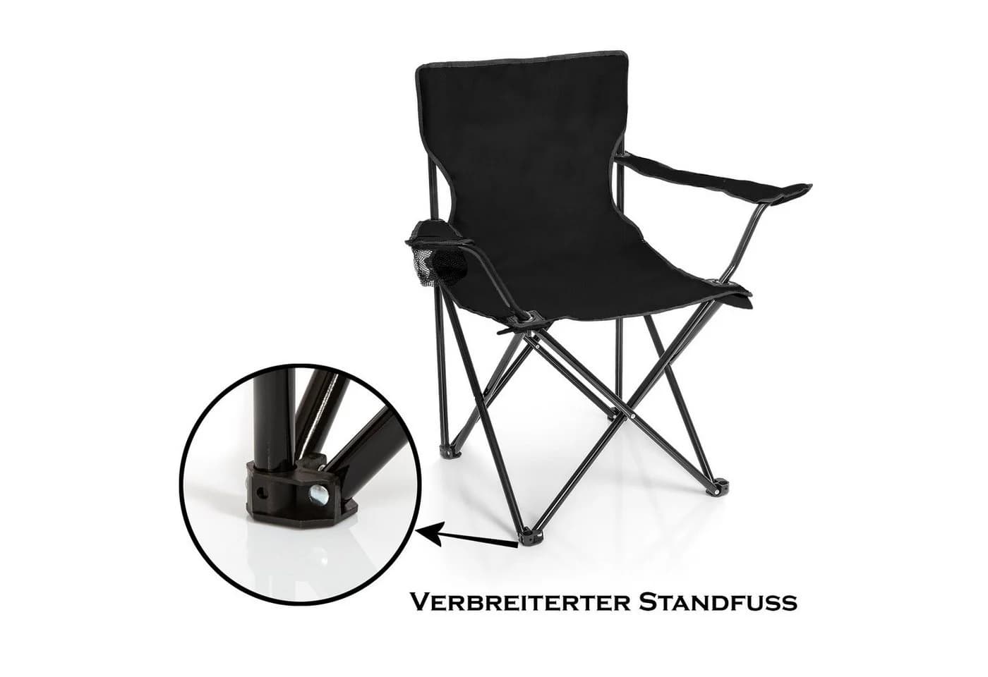 BigDean Campingstuhl 2x Schwarz Faltstuhl mit Getränkehalter - Bild 5