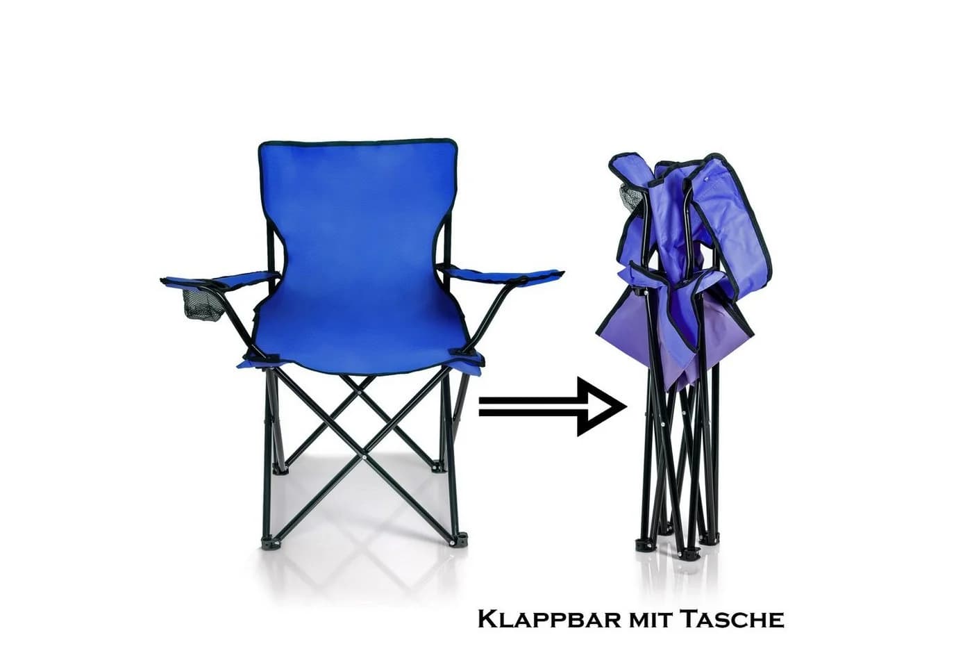 BigDean Campingstuhl 2er Set Blau Faltstuhl mit Getränkehalter - Bild 3