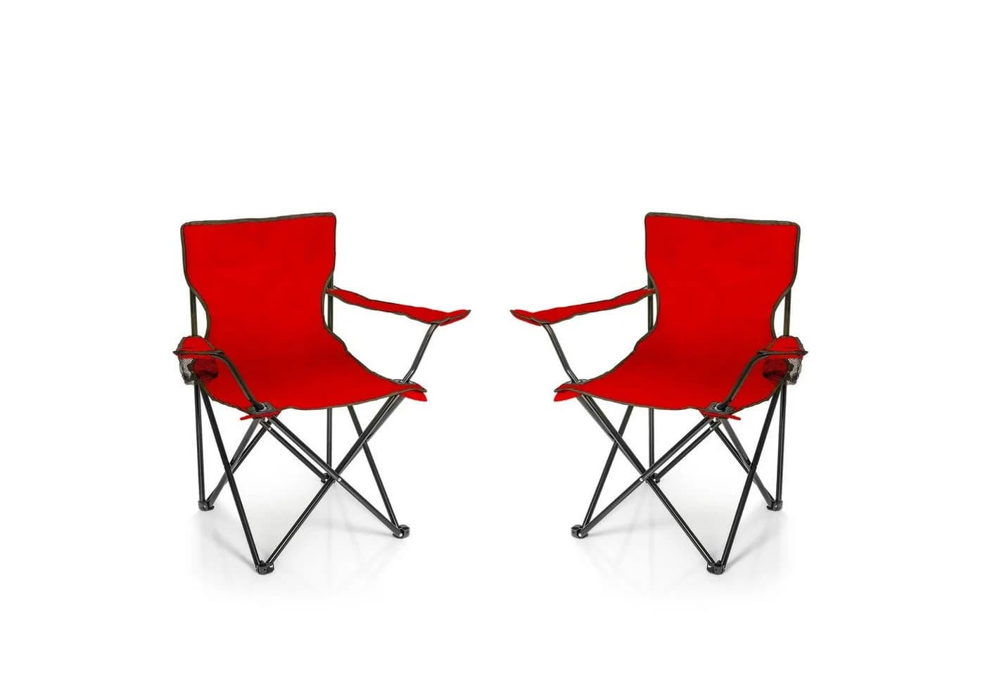 BigDean Campingstuhl 2er-Set Faltstuhl mit Getränkehalter Rot - Bild 2