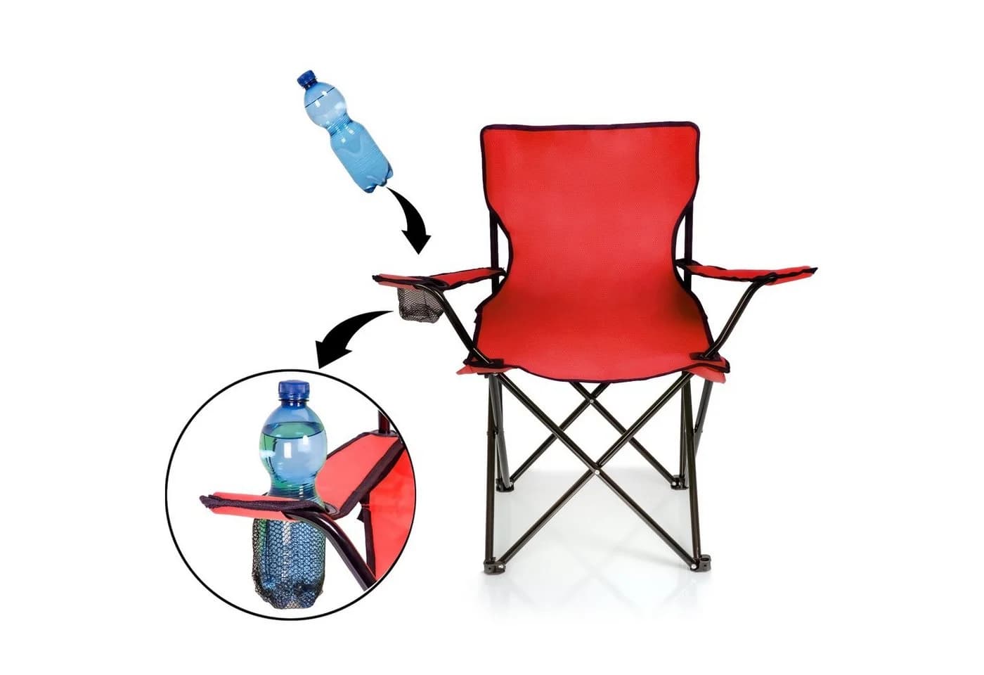 BigDean Campingstuhl 2er-Set Faltstuhl mit Getränkehalter Rot - Bild 4