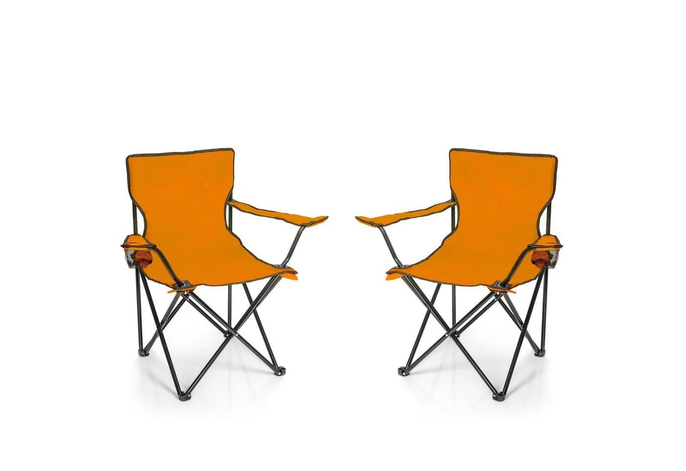 BigDean Campingstuhl 2x Faltstuhl Orange mit Getränkehalter - Bild 2