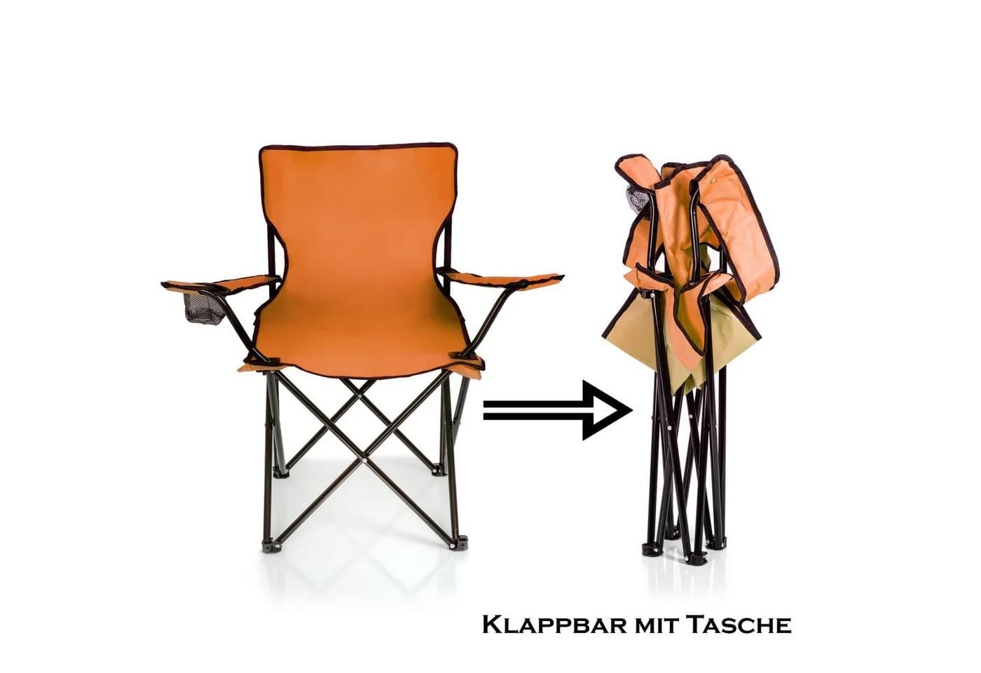 BigDean Campingstuhl 2x Faltstuhl Orange mit Getränkehalter - Bild 3