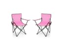 BigDean Campingstuhl 2x Faltstuhl Rosa mit Getränkehalter Bild 2