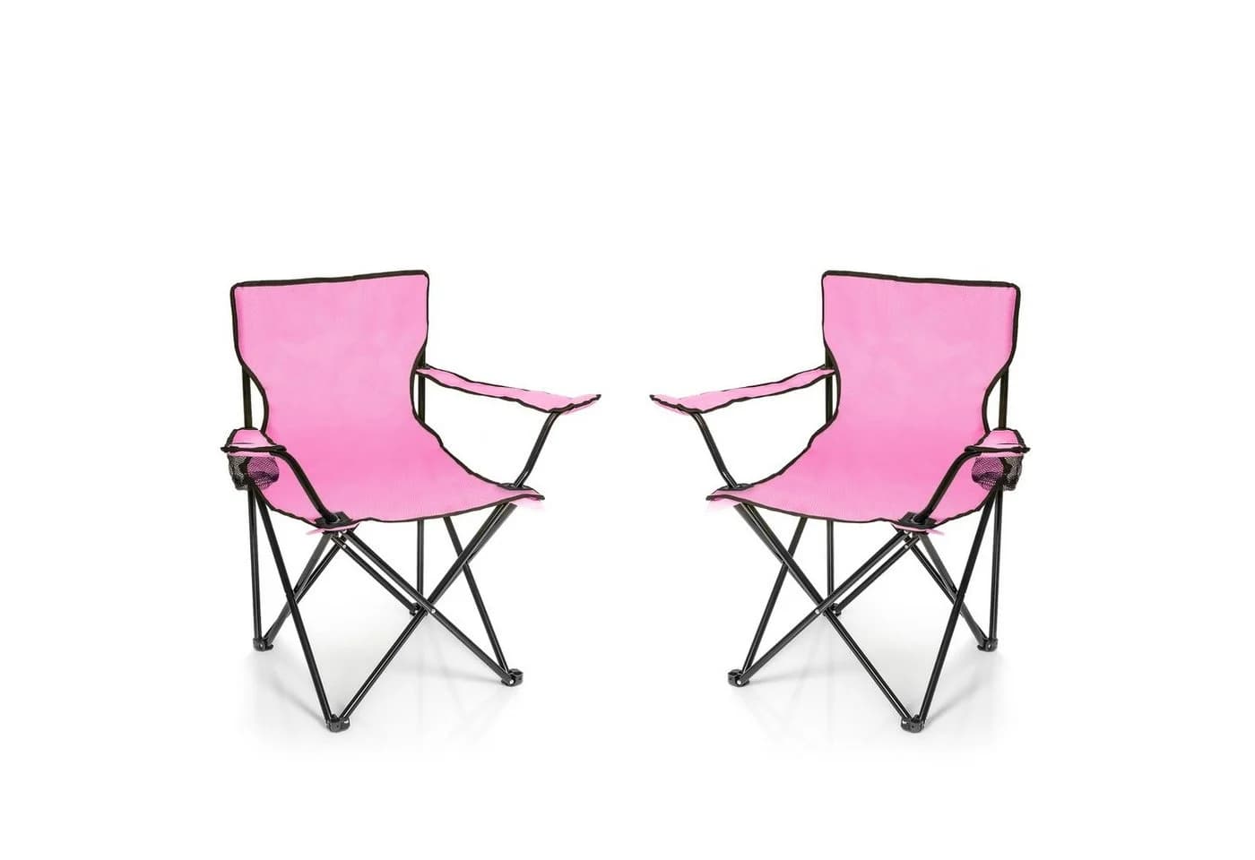 BigDean Campingstuhl 2x Faltstuhl Rosa mit Getränkehalter - Bild 2