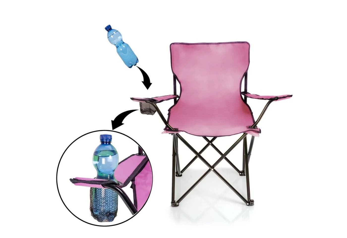 BigDean Campingstuhl 2x Faltstuhl Rosa mit Getränkehalter - Bild 4
