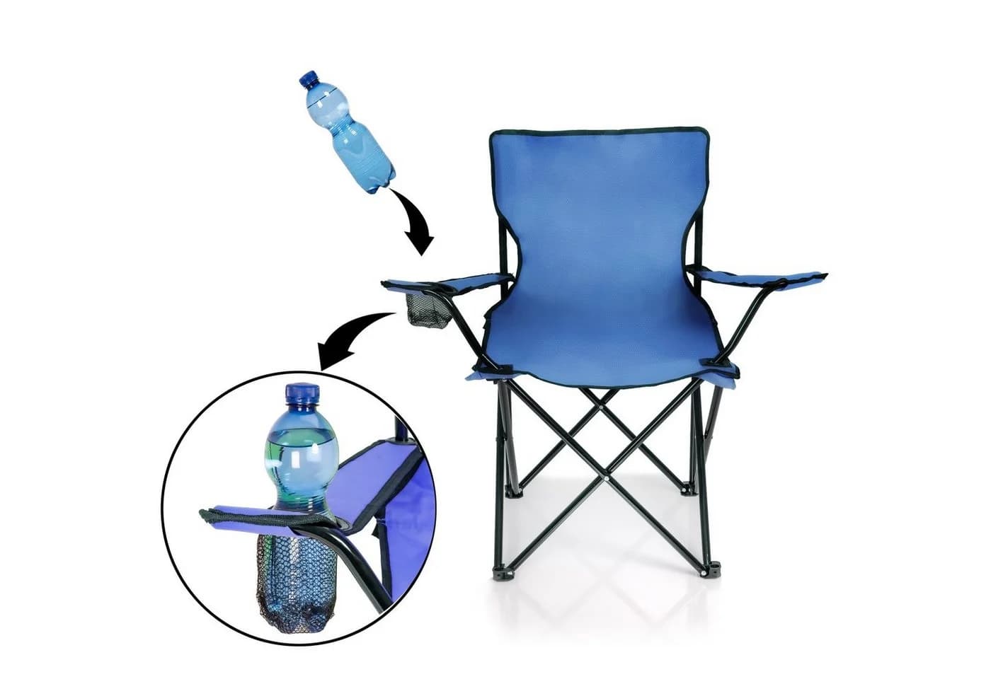 BigDean Campingstuhl Blau Klappbar mit Getränkehalter und Tragetasche - Bild 4