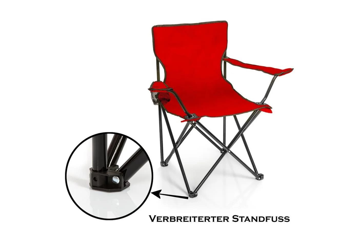 BigDean Campingstuhl Rot Klappbar mit Getränkehalter und Tragetasche - Bild 5