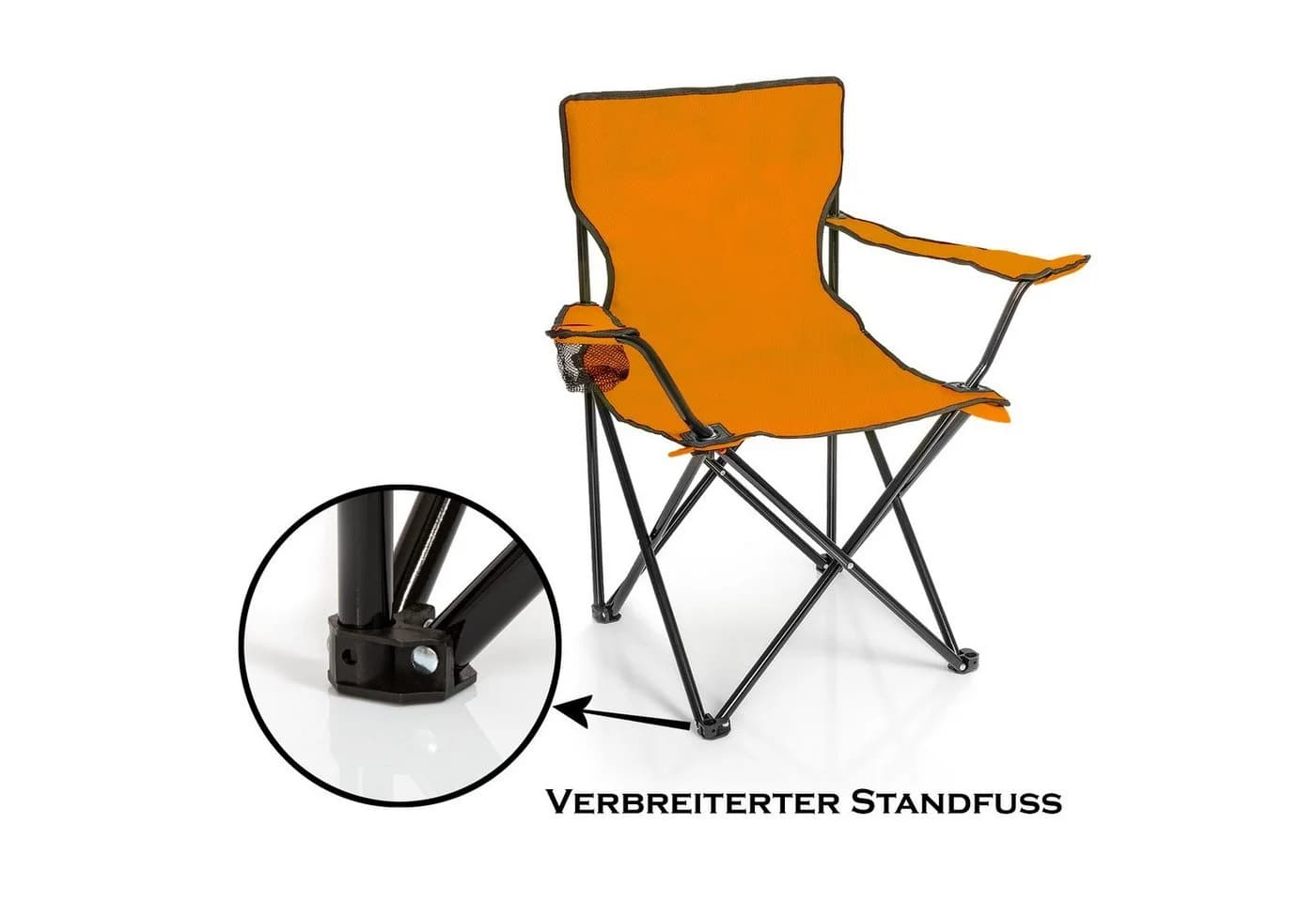 BigDean Campingstuhl Klappbar Orange mit Getränkehalter & Tragetasche - Bild 5