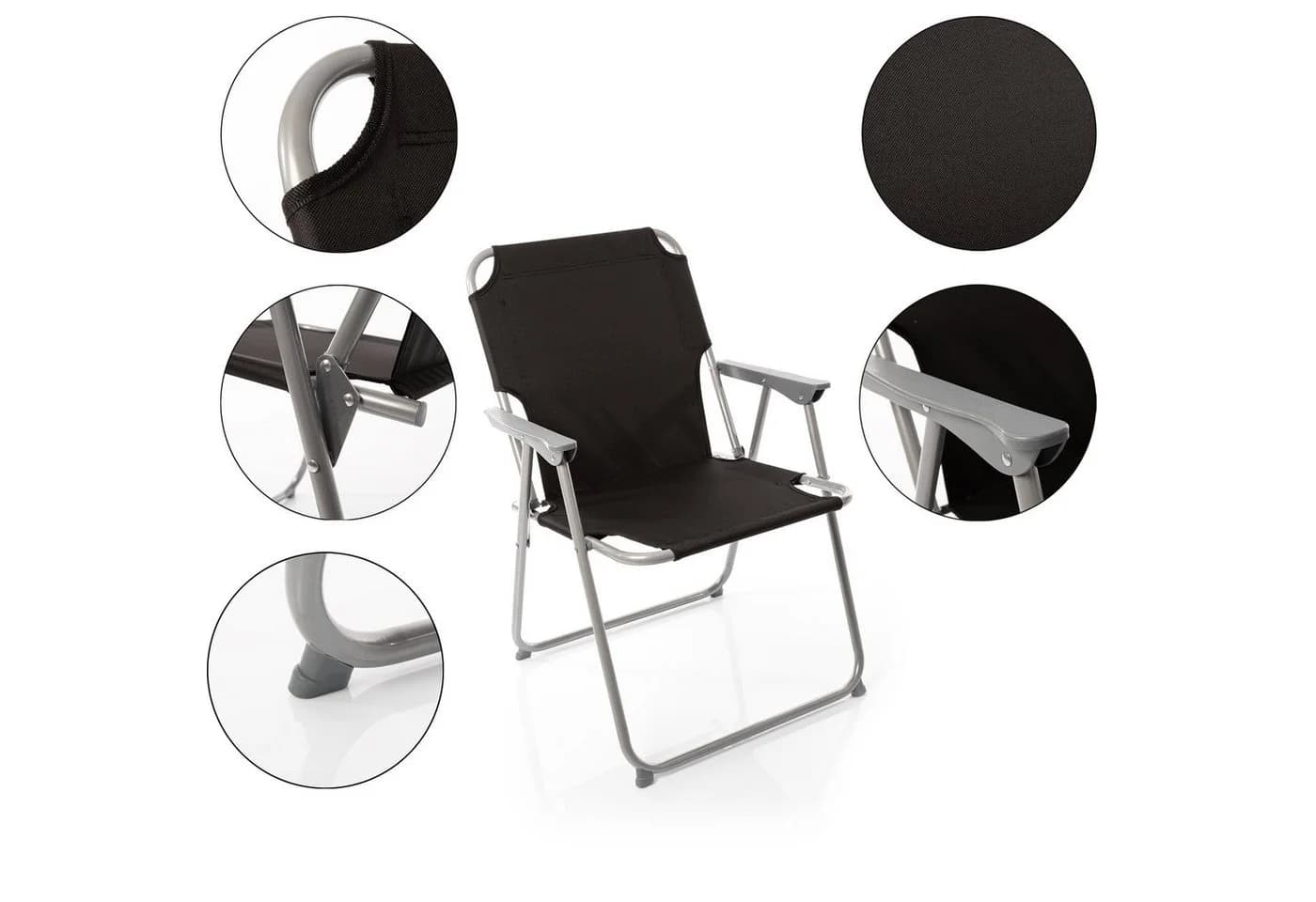 BigDean Klappstuhl Set 4x Schwarz Silber Grau Faltstuhl Camping - Bild 3