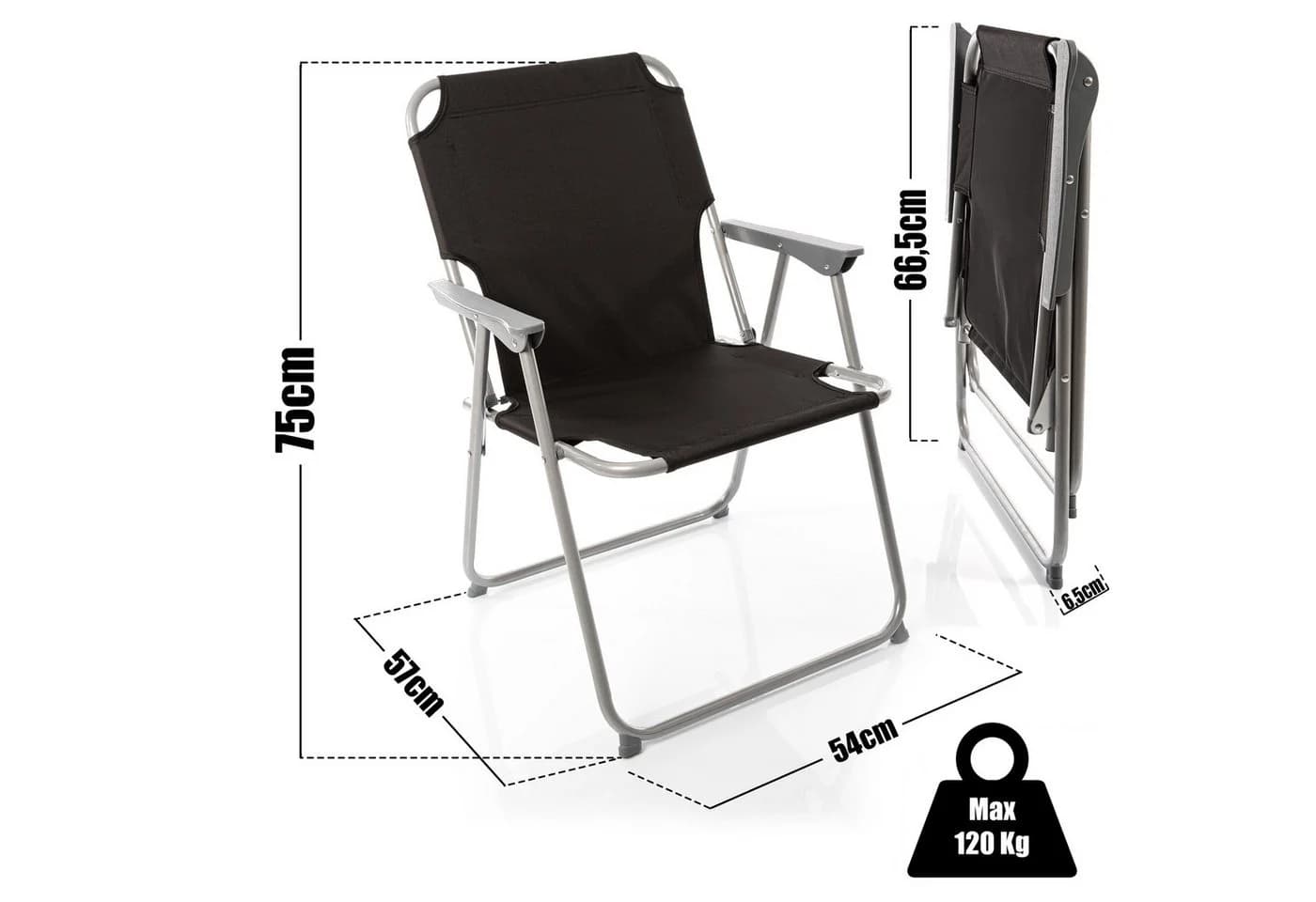 BigDean Klappstuhl Set 4x Schwarz Silber Grau Faltstuhl Camping - Bild 5