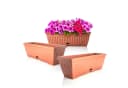 BigDean Blumenkasten Set 3x Terracotta mit Untersetzer Bild 2