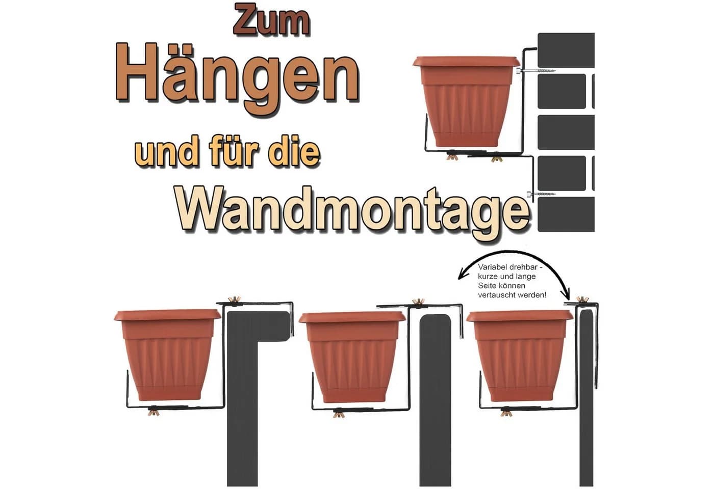 BigDean Blumenkastenhalterung 6 Stück Anthrazit verstellbar balkon - Bild 4