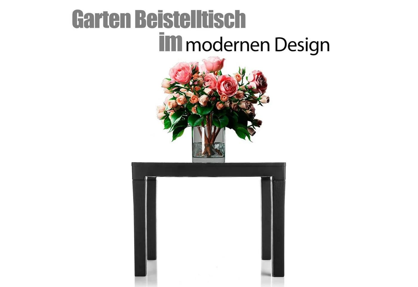 BigDean Gartentisch Schwarz Wetterfest Klappbar Kunststoff