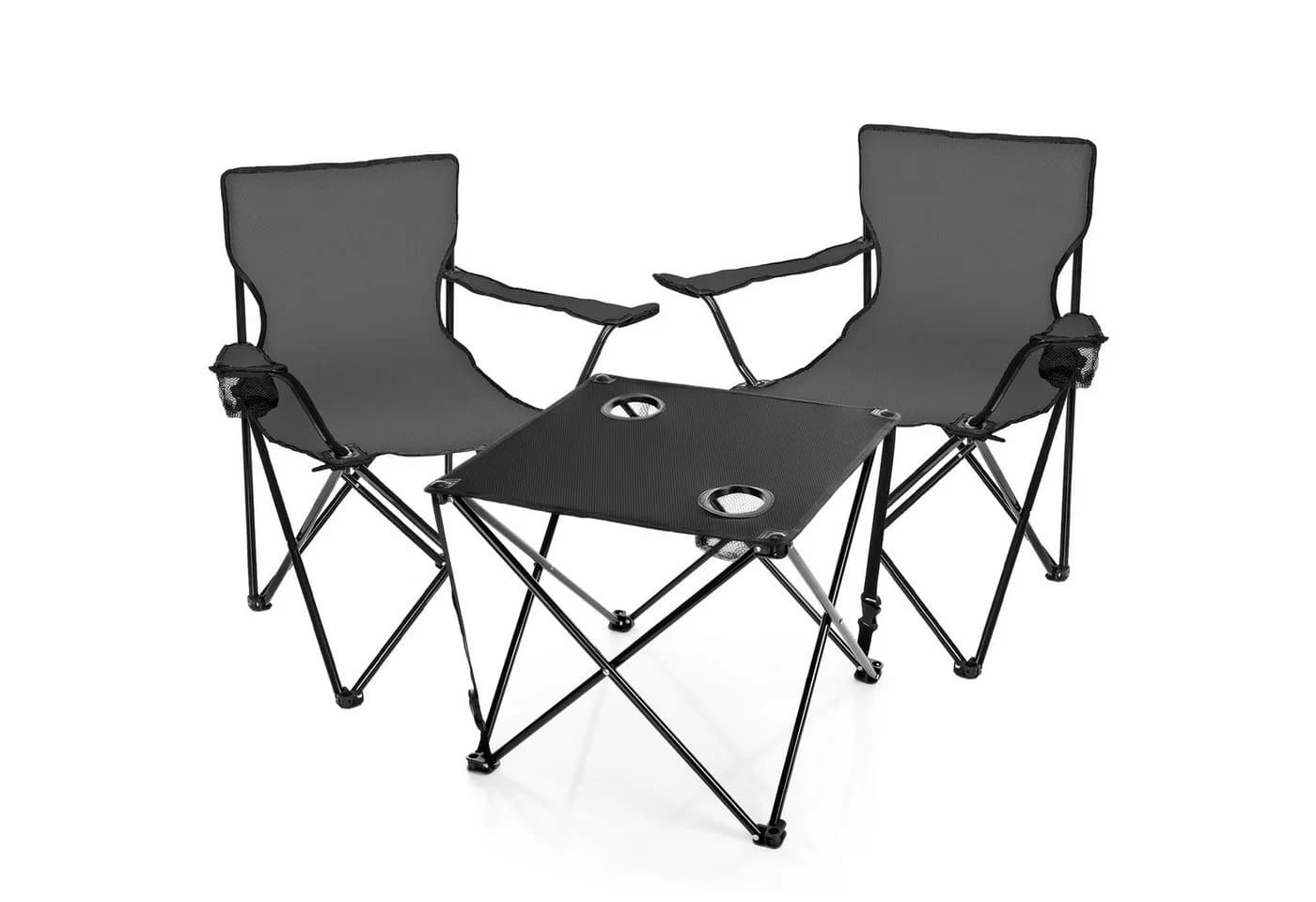 BigDean Campingstuhl Set 2 Stühle + Tisch Dunkelgrau Faltbar Wetterfest - Bild 5