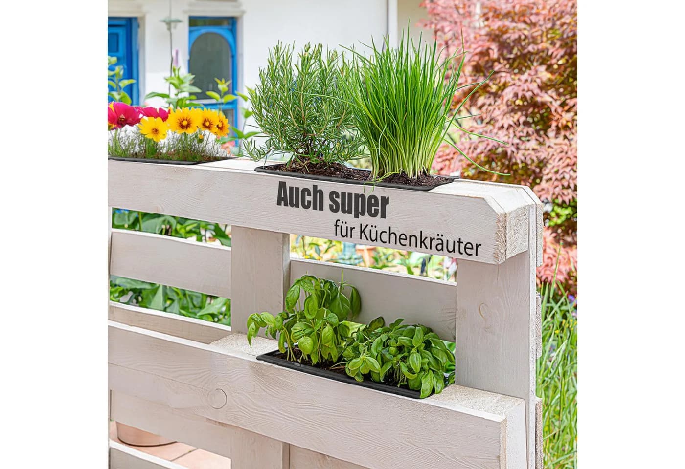 BigDean Blumenkasten 6 Stück Anthrazit Paletten-Optik - Bild 5