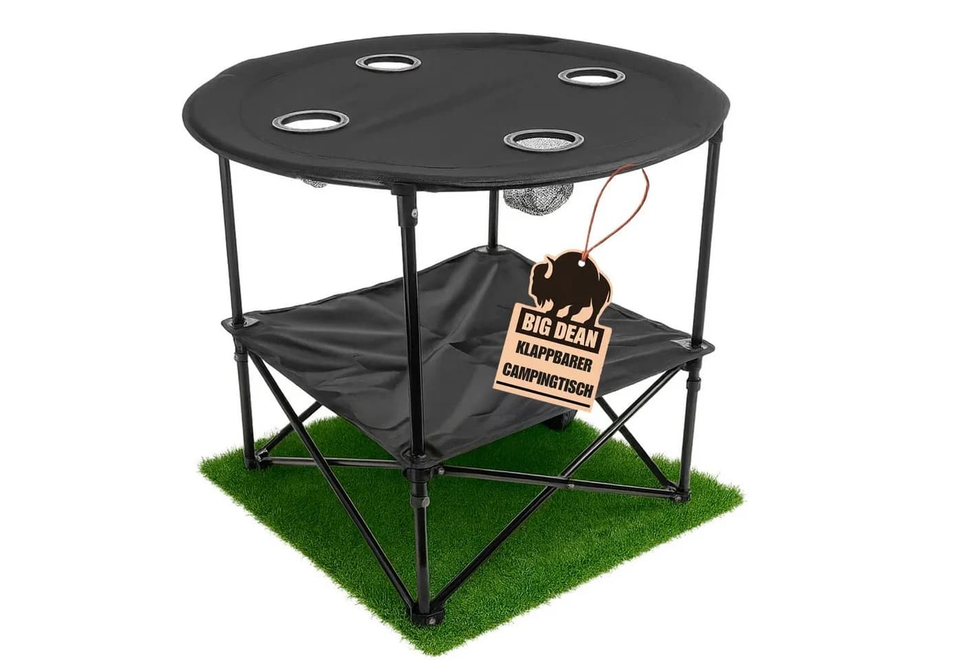 BigDean Campingtisch Faltbar 4 Getränkehalter 2fache Ablage Camping Tisch - Bild 2