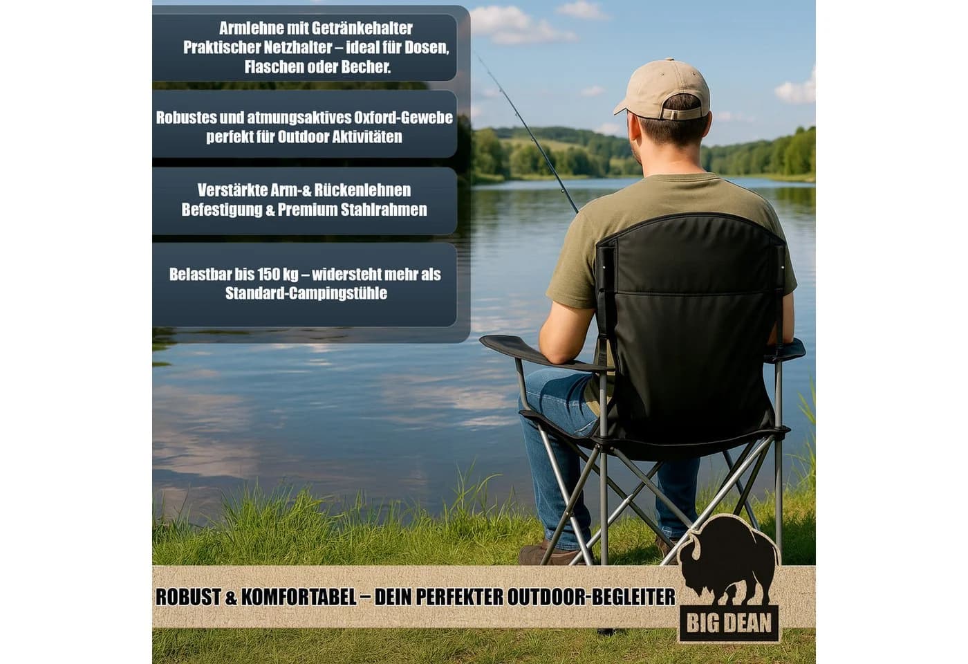BigDean Campingstuhl 2er Set Extra Hohe Lehne