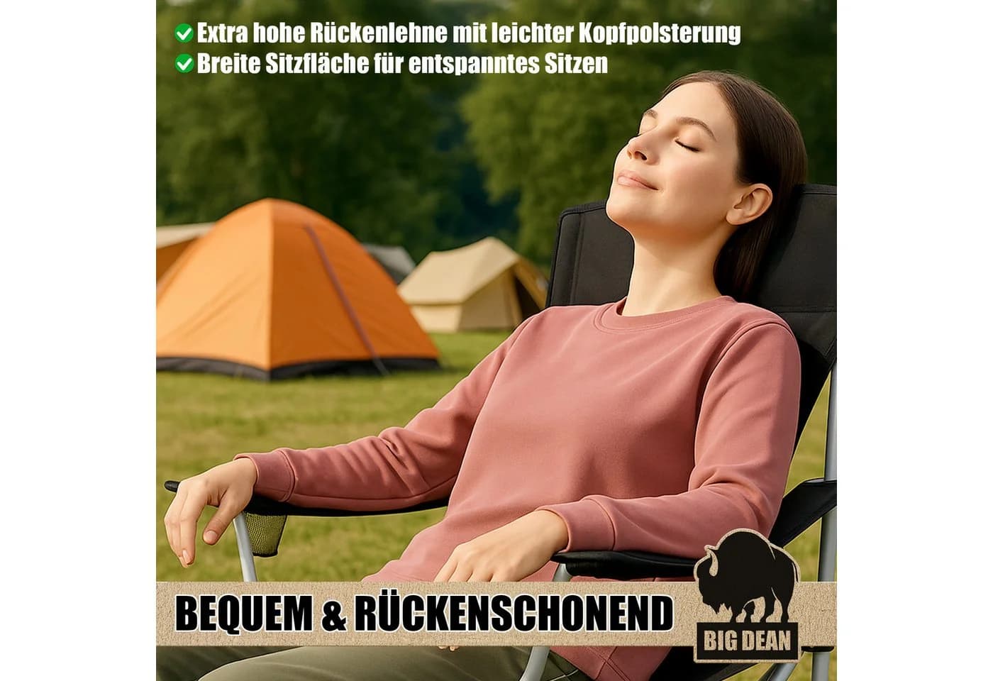 BigDean Campingstuhl 2er Set Extra Hohe Lehne - Bild 5
