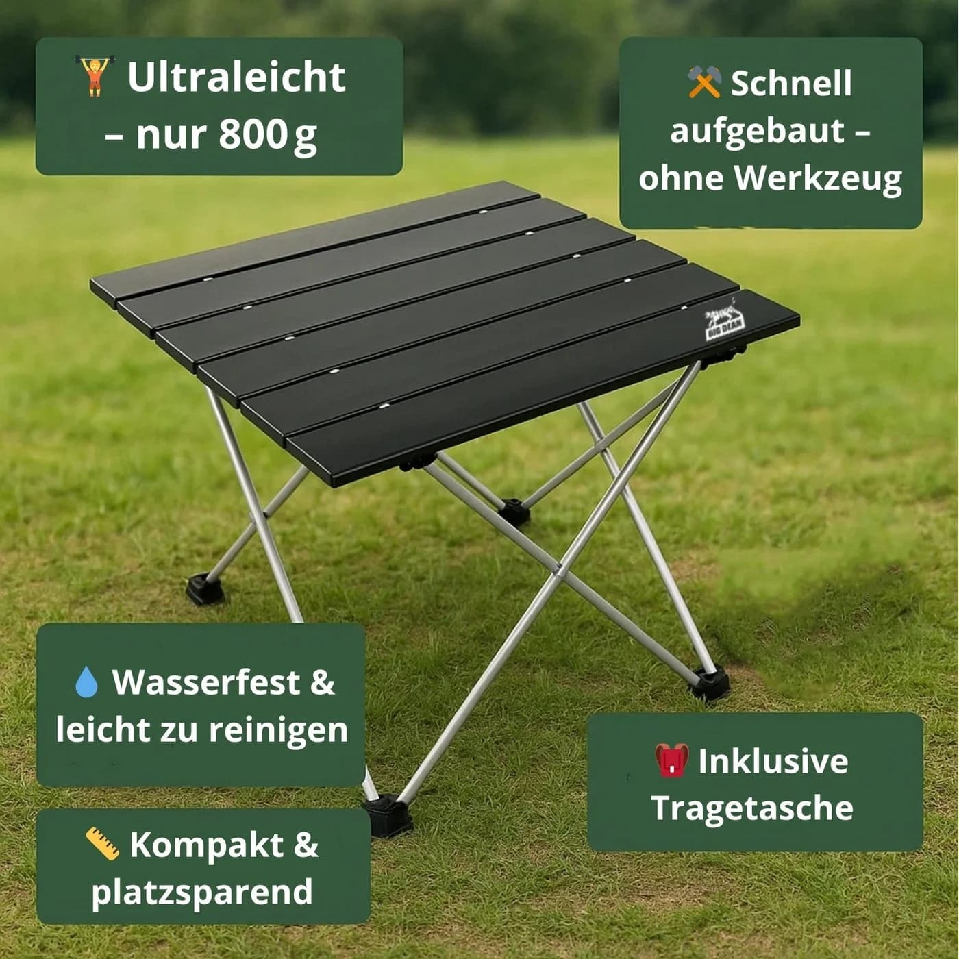 BigDean Campingtisch faltbar Ultraleicht Kleiner Klapptisch