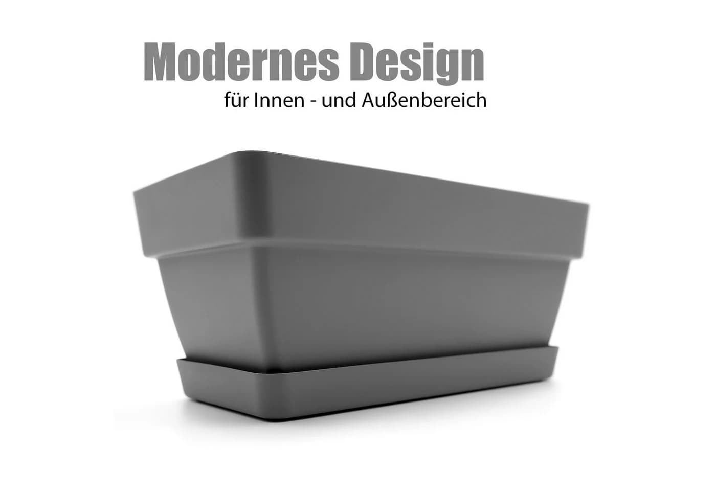 BigDean Blumenkasten 3er Set Anthrazit Bruchfester Kunststoff