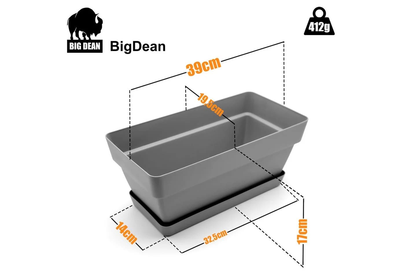 BigDean Blumenkasten 3er Set Anthrazit Bruchfester Kunststoff - Bild 3