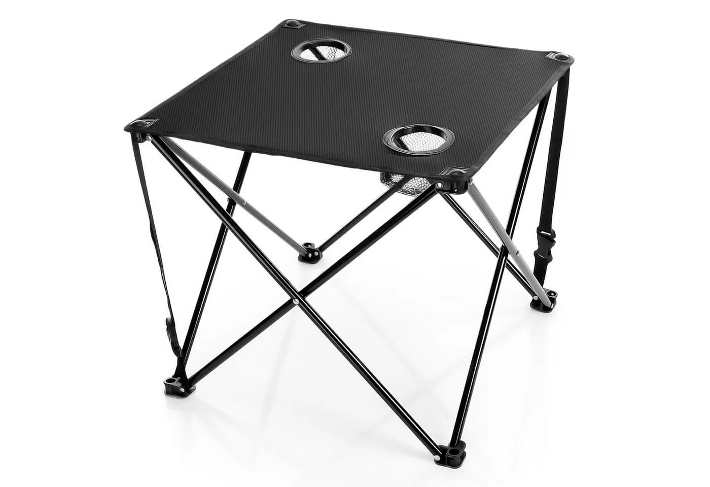 BigDean Campingtisch Faltbar Schwarz 30kg Belastbar mit Getränkehaltern - Bild 2