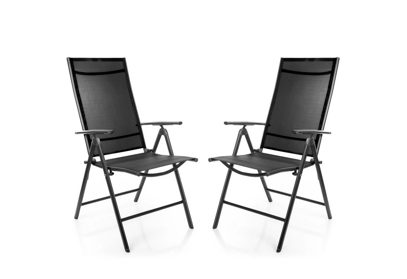 BigDean Klappbarer Gartenstuhl 2er Set 7-fach verstellbar Dunkelgrau-Schwarz - Bild 2