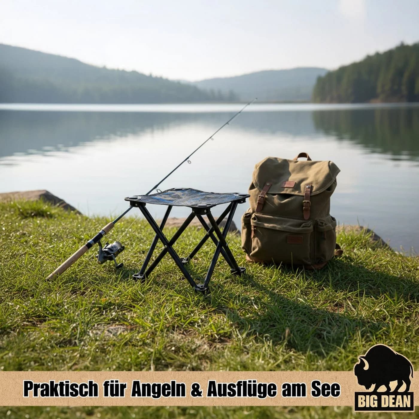 BigDean Campinghocker 23cm Angelhocker Dreibeinhocker