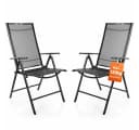 BigDean Klappstuhl Gartenstuhl Hochlehner Grau Set 2 St Bild 2